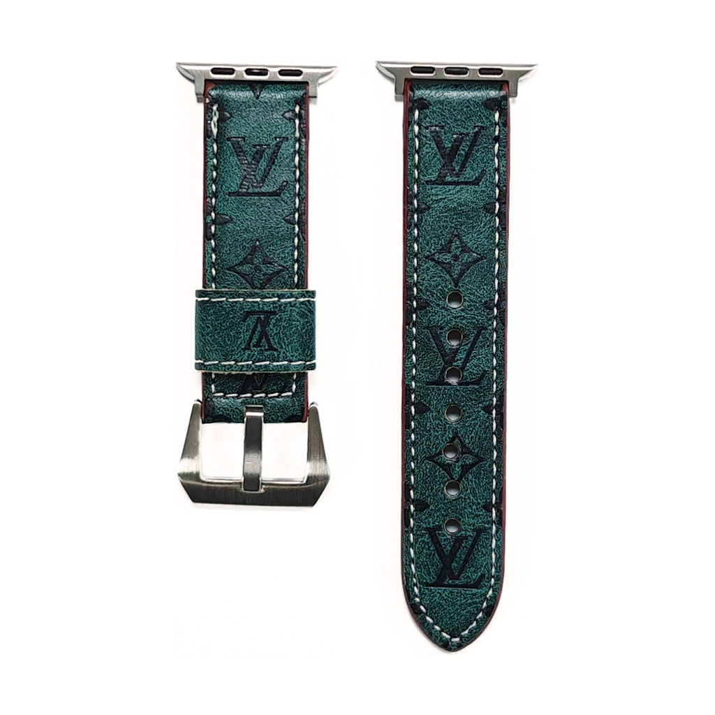 Dark Green Mono Gloss Leather Apple Watch Band